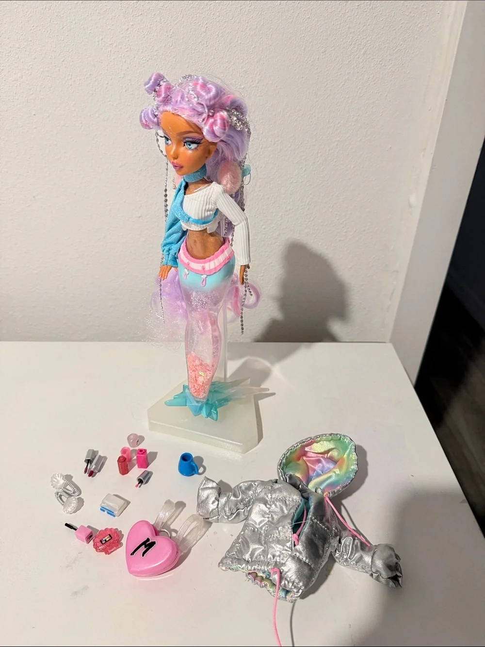 Pink & Purple Mermaid Doll with Pastel Outfit - Kids Accessories